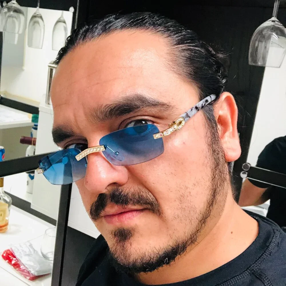 Men Women Sunglasses Blue Lens Fashion Diamond Retro Classic Hip Hop‎ Lentes New